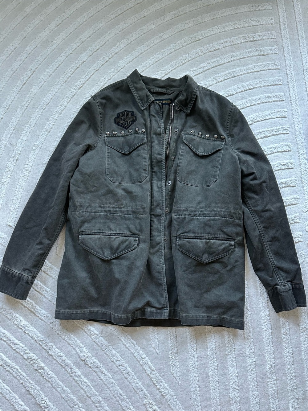 Vintage Harley Davidson | Studded Canvas Military Field Jacket
